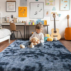Pionblank Super Fluffy Area Rug for Bedroom 5x7, Modern Indoor Shag Carpet, Soft Plush Non Slip Rugs for Living Room Kids Room Cloakroom Home Decor, Blue Grey