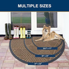 Smiry Half Circle Front Door Mat Outside Entrance, Heavy Duty Sturdy Natural Rubber Doormat, Trap Dirt and Moisture, Low Profile Mats for Indoor Outdoor Entry, Irregular Triangle (35x23, Brown)