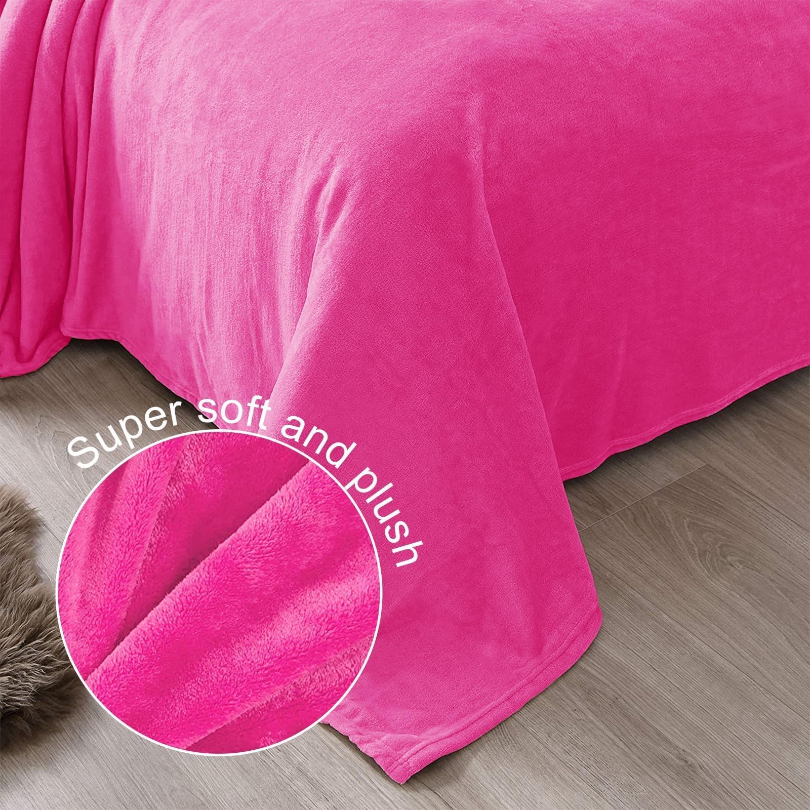 Exclusivo Mezcla Soft Fleece Blanket Queen Size for Bed, Hot Pink