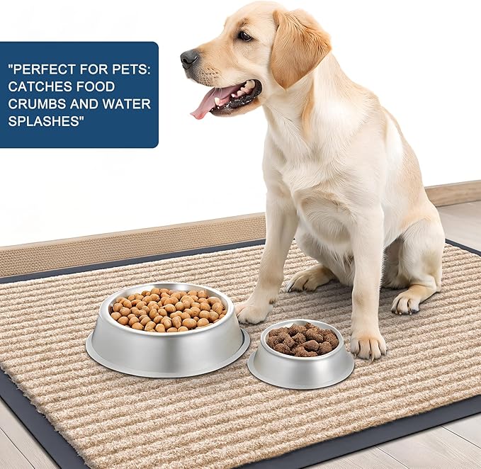 OLANLY Front Door Mat Indoor Outdoor Entrance, Waterproof Heavy Duty Doormat, Fade Resistant, Low Profile, Easy Clean Patio Porch Welcome Floor Mats for Entry, 47x30, Beige