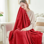 BEDELITE Fleece Blanket King Size – 3D Ribbed Jacquard Soft and Warm Decorative Fuzzy Blankets – Cozy, Fluffy, Plush Lightweight Throw Blankets for Couch, Bed, Sofa(Red, 108x90 inches)