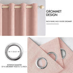 MIULEE Linen Blackout Curtains for Bedroom Thermal Insulated Blush Pink Grommet Room Darkening Black Out Drapes for Living Room Nursery 52 x 54 Inch (2 Panels)