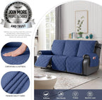 TAOCOCO 100% Waterproof Recliner Sofa Cover, Non Slip Split Couch Covers for Reclining Couches with Straps, Washable Reclining Sofa Cover Furniture Protector for Kids Pets(3 Seater, Ocean Blue)