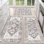 HEBE Boho Kitchen Rug Sets 3 Piece with Runner Non Slip Kitchen Rugs and Mats Washable Kitchen Mats for Floor Thick Kitchen Floor Mat Carpet Runner Rugs for Hallway Laundry Holiday Decor