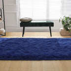 Tepook Soft Runner Rugs for Bedroom 2x6 ft with Rubber Backing, Navy Fluffy Rugs for Living Room, Shag Bedside Rug Fuzzy Plush Carpet for Room, Area Rug for Dorm Nursery Hallway Indoor Home Decor