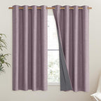 NICETOWN Chaise Mauve Vintage Linen 100% Blackout Curtains for Living Room, Thermal Insulated Curtains 48" Long, Noise Reducing Window Treatment Drapes for Hall Room, 52" Wide Per Panel, Set of 2