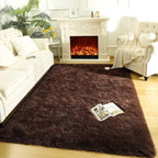 LOCHAS Ultra Soft Indoor Modern Area Rugs Fluffy Living Room Carpets for Children Bedroom Home Decor Nursery Rug 4x5.3 Feet,Brown