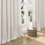 Nanspring Pearl White Linen Curtains 102 Inches Long for Living Room Light Filtering Semi Sheer Curtain Back Tab Coastal Decor Floor to Ceiling Modern Drapes for Bedroom Office 52x102, 2 Panels