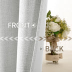 MIULEE 100% Blackout Linen Curtains for Bedroom 52x54 Inch Heathered White