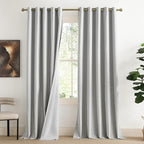 NICETOWN Grey Long Linen Full Shade Panels, 62" Wide x 90" Long, Pair of Thermal Insulated & Energy Efficiency Blackout Curtains for Living Room Windows, Lined Silky Performance Window Dressing