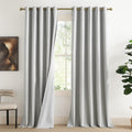 NICETOWN Grey Long Linen Full Shade Panels, 62" Wide x 95" Long, Pair of Thermal Insulated & Energy Efficiency Blackout Curtains for Living Room Windows, Lined Silky Performance Window Dressing