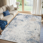 8x10 Washable Area Rugs for Living Room,Bedroom,Dining Room- Blue Beige