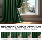 Deconovo Blackout Curtains, Thermal Insulated, W52 x L63 2 Panels, Back Tab, Machine Washable, Room-Darkening Drapes for Bedroom/Living Room Dark Forest