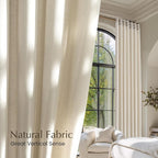 NICETOWN Bone White Linen Curtains for Kitchen, Thick Flax Small Window Treatments Semi Sheer Privacy Assured with Light Through for Cafe/Bathroom, W55 x L84, 2 Panels
