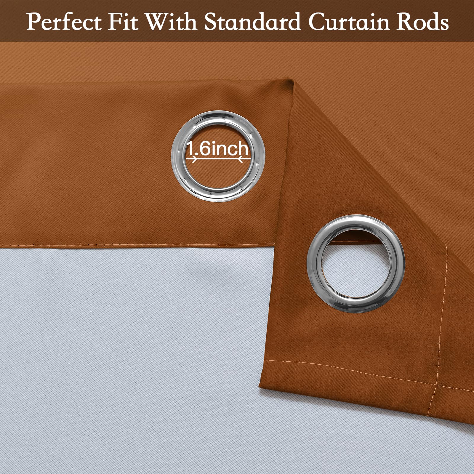 SimpleHome Ombre Burnt Orange to Grey White Curtains for Living Room 52x84L