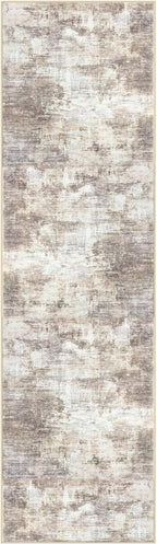IOHOUZE Abstract Runner Rug 3x10 Ft Washable Runners for Hallways, Non Slip Kitchen Runner Printed Faux Wool Entryway Runner Indoor, Modern Abstract Floor Carpet for Hall Kitchen Bedroom, Beige Brown