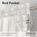 Simplebrand Ivory Sheer Curtains 90 Inches Long, Light Filtering Rod Pocket Solid Color Window Sheer Curtain Panels, Elegant Curtains & Drapes for Living Room, Bedroom 2 Panels (Ivory, 42" W x 90" L)