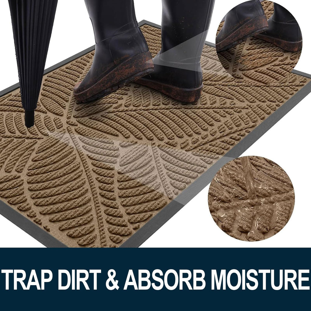 Colorxy Waterproof Front Doormat, Sturdy Natural Rubber Door Mat, 71x47