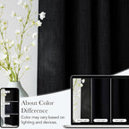 NICETOWN Faux Linen Black Blackout Curtains 84 inches Long for Living Room - Privacy Panels for Bedroom, Modern Farmhouse Style Easy Care Grommet Top, 2 Panels, W52 by L84