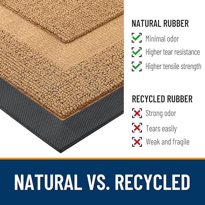 OLANLY Front Door Mat Outside 33x21, All-Season Heavy-Duty Rubber Doormat