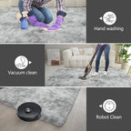 Shag Area Rugs for Bedroom Living Room,4X6 Ultra Soft Fluffy Area Rugs for Dorm, Indoor Carpet Nursery Rugs for Kids Room Home Decor,Tie-Dye Grey