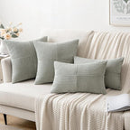 MIULEE Silver Grey Decorative Throw Pillow Covers 20x20 Inch for Couch Bed Sofa Pack of 2 Boho Farmhouse Throw Pillows Soft Cross Corduroy Patchwork Textured Cushion Cases
