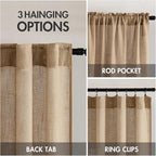 MIULEE Brown Linen Curtains 108 Inches Long for Bedroom Living Room, Soft Thick Linen Textured Window Drapes Semi Sheer Light Filtering Back Tab Rod Pocket Burlap Look Country Decor, 2 Panels