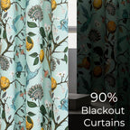 Topfinel 96 Inches Long Floral Curtains Unique Cottagecore Whimsical Vintage Pretty Fun Floral Hummingbird Patterned Double Sided Grommet Green Print Drapes Two Pages for Bedroom Living Room Dining