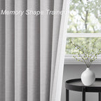 Extra Wide Total Blackout 96 Inch Curtains 70 Inches Wide for Living Room 2 Panels Modern Linen Blackout Curtain for Large Window Treatment Privacy Thermal Drapes Rod Pocket Pleated 72"W x 96"L Grey