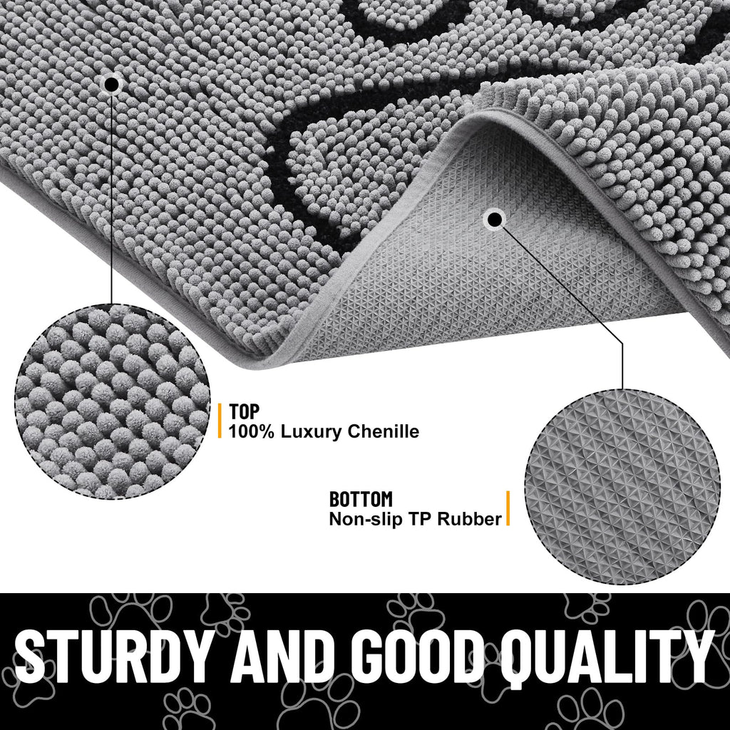 Smiry Dog Door Mat for Muddy Paws, Absorbent Non Slip Dirt Trapper, 45x27