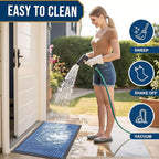 Smiry Front Door Mat Outside Entrance, Heavy Duty Sturdy Natural Rubber Doormat, Trap Dirt and Moisture, Easy Clean Low Profile Welcome Floor Mats for Indoor Outdoor Entry, 59x34 Inch, Blue