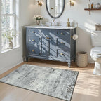 Toneed Entryway Rug 2x3 Door Mat for Indoor Entrance, Washable Small Throw Rug for Kitchen Floor, Front Door, Bedroom Bedside, Non-Slip Low Pile, Abstract Grey