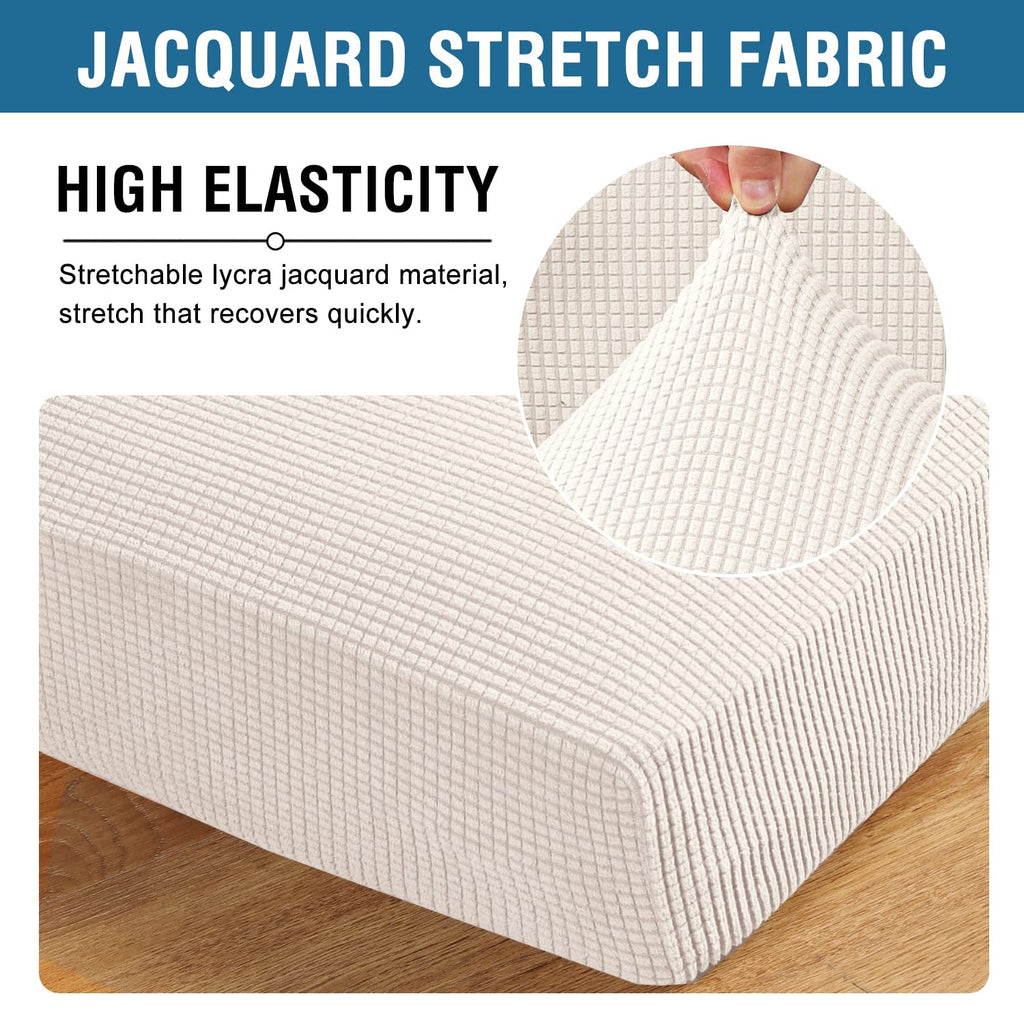 H.VERSAILTEX Stretch Couch Cushion Covers Individual Seat Sofa Chair Slipcovers Cushion Protector Cover Featuring Jacquard Textured Twill Fabric(1 Cushion Chair Cover, Ivory)