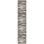 Lansny Modern Abstract Runner Rug 2.6x14, Dark Light Brown White Washable Long Kitchen Runner Non-Slip Soft Hallway Rug Runner Thin Print Faux Wool Carpet for Entryway Bedroom Laundry Room Indoor