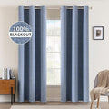 MIULEE 100% Blackout Linen Curtains for Bedroom 42x84 Inches Stone Blue