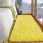 ONASAR Yellow Runner Rugs for Bedroom Living Room, Fluffy 2x6 Bedside Hallway Area Rug, Ultra Soft Plush Furry Faux Fur Non Slip Floor Carpet for Nursery Kids Dorm Closet Home Decor Aesthetic