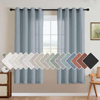 H.VERSAILTEX Linen Curtains Home Decorative Nickel Grommet Curtains Privacy Added Energy Saving Light Filtering Window Treatments Draperies for Bedroom, Stone Blue, 2 Panels, 52 x 72 - Inch