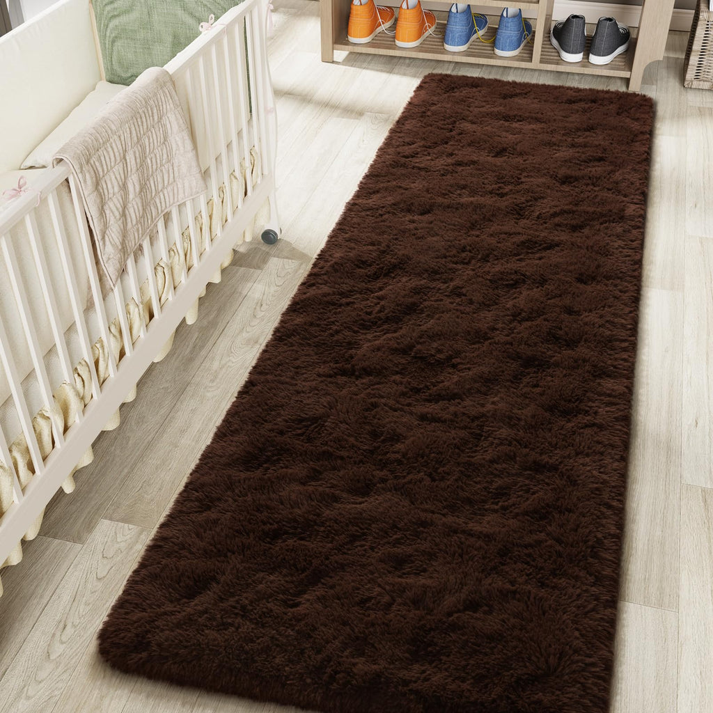 LOCHAS 2x8 Runner Rugs for Hallway, Fluffy Area Rugs for Bedroom, Brown