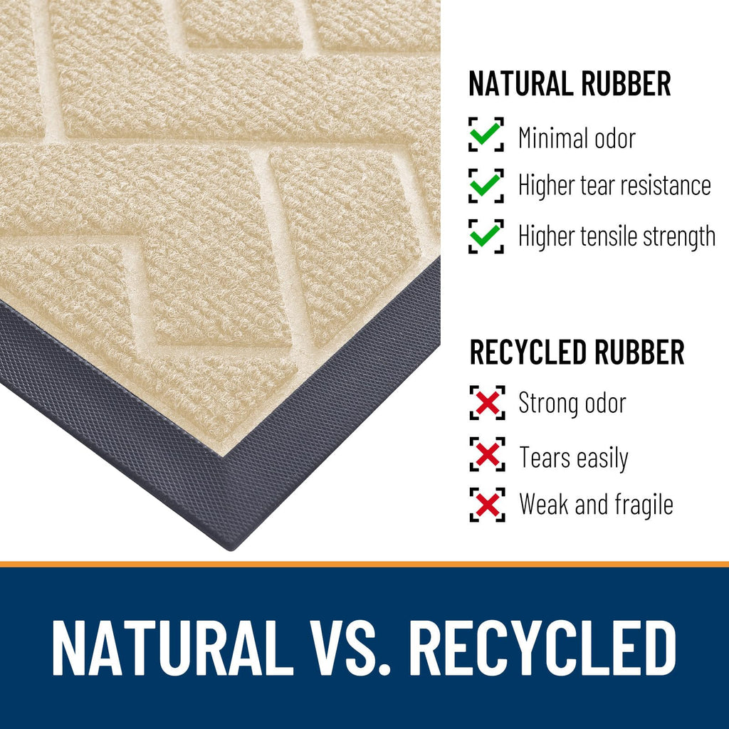 OLANLY Front Door Mat Outside 71x47, All-Season Absorbent Rubber Doormat