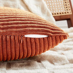 Fancy Homi Set of 2 Burnt Orange Decorative Throw Pillow Covers 24x24 Inch for Living Room Couch Bed, Boho Farmhouse Fall Home Decor, Soft Corss Corduroy Patchwork Textured Cushion Case 60x60 cm