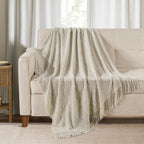 BOURINA Green Throw Blanket 50x60 Inch Boho Knitted Soft Throw Sofa Blanket