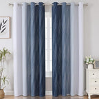 Estelar Textiler Blackout Curtains 102 Inches Long 2 Panels for Living Room, Navy Blue and Greyish White Thermal Insulated Full Light Blocking Ombre Grommet Drapes for Bedroom, 52Wx102L