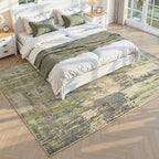 Toneed Abstract Area Rug Modern Washable Rug Soft Non Slip Rug Low Pile for Bedroom Living Room Dining Room Green 5x7 Feet