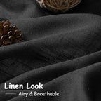 Nanspring Black Curtains 95 Inches Long 2 Panel Set Back Tab Sheer Black Linen Curtain Modern Farmhouse Muslin Look Cotton Textured Gauze Drapes 95 inch Length for Patio Sliding Door Office Bedroom