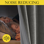 NICETOWN Grizzle Gray Vintage Linen 100% Blackout Curtains for Living Room, Thermal Insulated Curtains 48" Long, Noise Reducing Window Treatment Drapes for Hall Room, 52" Wide Per Panel, Set of 2