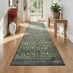 Lofus 2X 8 Area Rug for Hallways,Green Washable Runner Rugs with Non Slip Rubber Backing, Low Pile Soft Carpet Runner for Kitchen Bathroom Bedroom Laundry