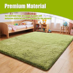8x10 Fluffy Area Rugs for Living Room,Shag Area Rug for Bedroom,Grass Green Soft Fuzzy Rug Non-Shedding Indoor Plush Carpet for Kids Bedroom Nursery Home Decor