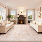 9x12 Area Rugs for Living Room, Pink Washable Non-Slip Large Carpet