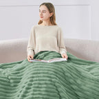 BEDELITE Twin Blanket for Couch & Bed, 300GSM Soft & Warm Fleece Blanket, Decorative and Giftable Striped Green Blankets for Women, Men, 60"x80"