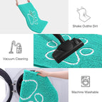 Smiry Dog Door Mat for Muddy Paws, Absorbent Dirt Trapper Non Slip Quick Dry Washable Chenille Mat for Mud Dogs, Entry Rug for Indoor and Outdoor (24x16 Inches, Turquoise and White)